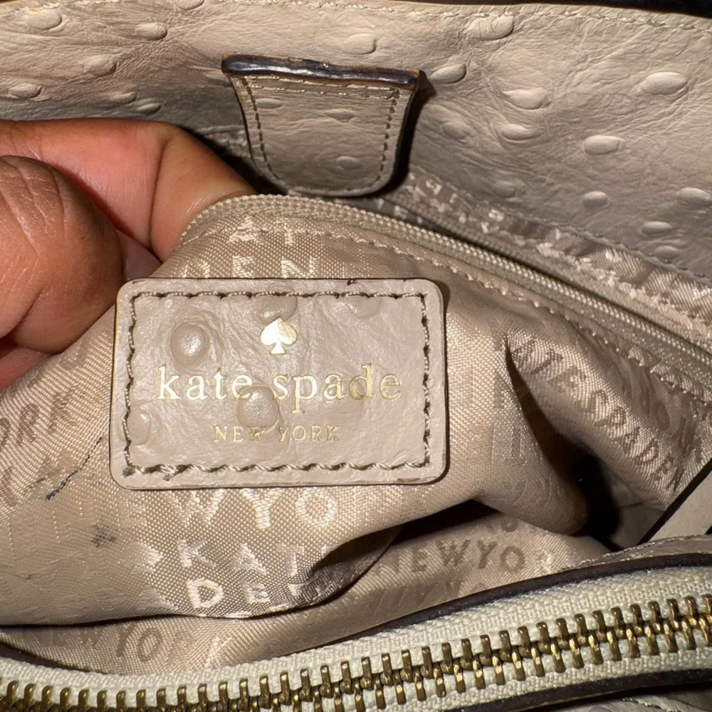 Kate Spade Beige Ostrich-Embossed Satchel